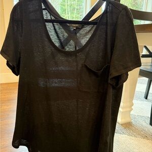 Babaton Black Sheer Short Sleeve Top